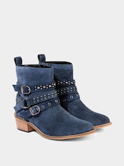 Joe Browns Blue Side Zip Suede Studded Ankle Boots - Image 4 of 7