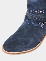 Joe Browns Blue Side Zip Suede Studded Ankle Boots - Image 5 of 7