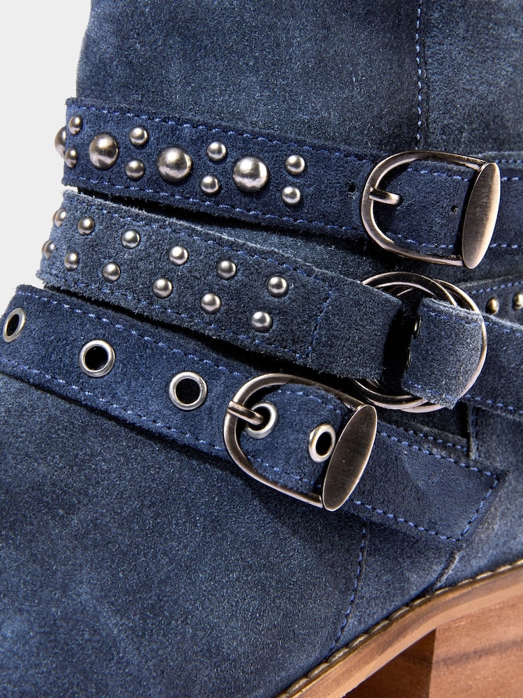 Joe Browns Blue Side Zip Suede Studded Ankle Boots - Image 7 of 7 Joe Browns Blue Side Zip Suede Studded Ankle Boots - Image 7 of 7