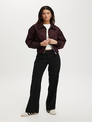 Cotton On Red Sophie Faux Suede Bomber Jacket - Image 3 of 4