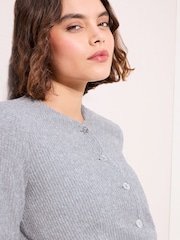 Friends Like These Grey Brushed Button Through Cardigan - Image 2 of 4