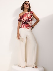 Friends Like These Red Floral Draped Off The Shoulder Top - Image 2 of 5