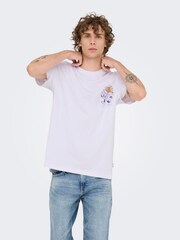 Only & Sons White Backprint Graphic T-Shirt - Image 1 of 7