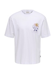 Only & Sons White Backprint Graphic T-Shirt - Image 6 of 7