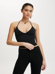 Cotton On Black Hold Me Halter Top - Image 1 of 4