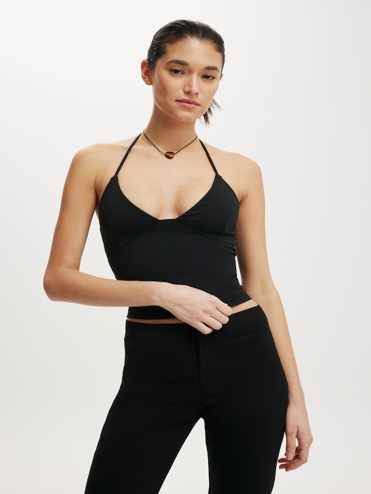 Cotton On Black Hold Me Halter Top - Image 1 of 4