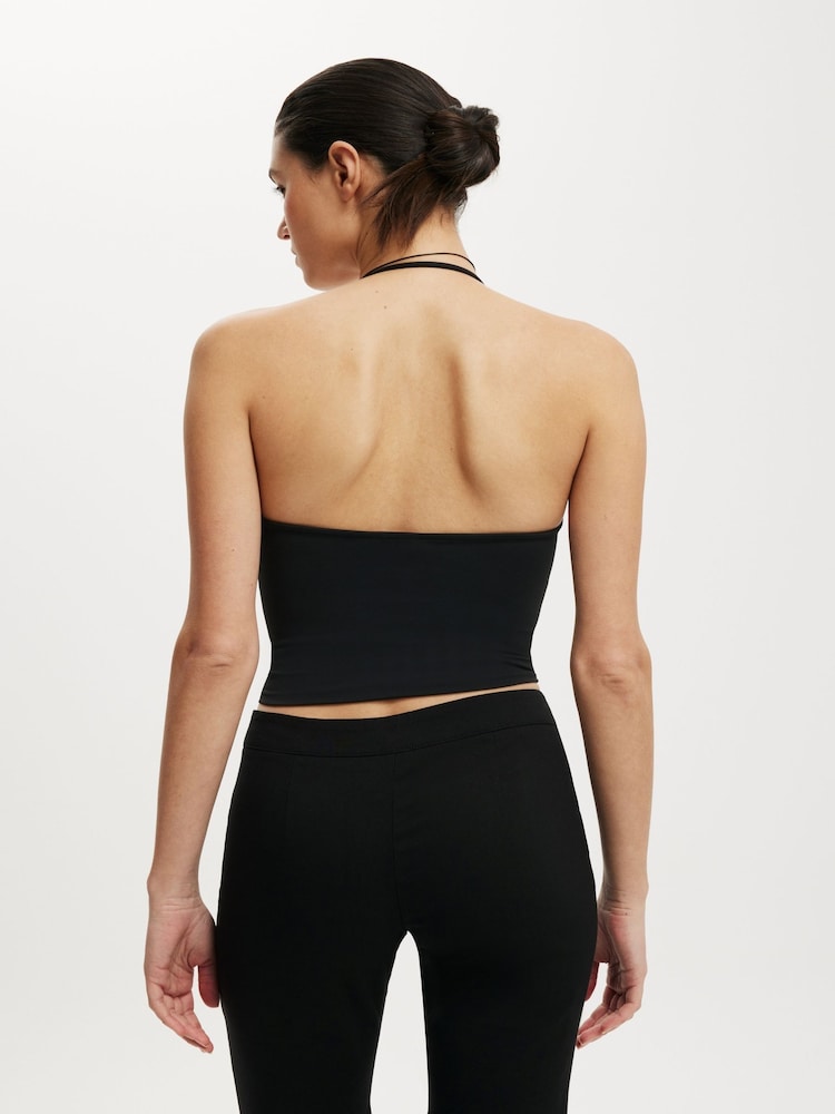 Cotton On Black Hold Me Halter Top - Image 2 of 4