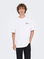 Only & Sons White Backprint Graphic T-Shirt - Image 1 of 9
