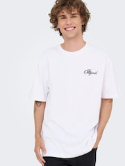 Only & Sons White Backprint Graphic T-Shirt - Image 2 of 9