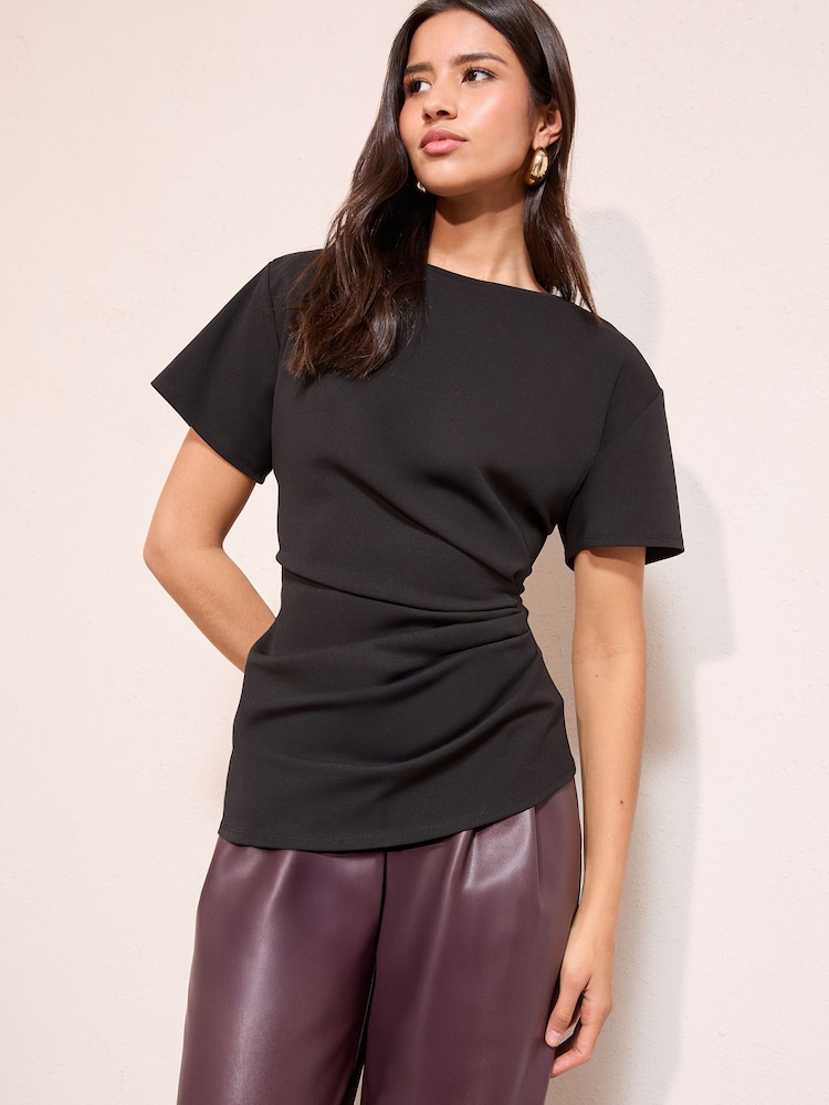 Friends Like These Black Draped Asymmetric Top - Image 1 of 5 Friends Like These Black Draped Asymmetric Top - Image 1 of 5