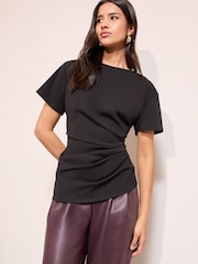 Friends Like These Black Draped Asymmetric Top - Image 2 of 5