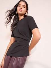 Friends Like These Black Draped Asymmetric Top - Image 3 of 5