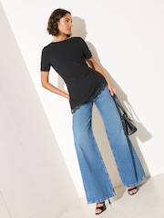 ブラックレース - Friends Like These アシンメトリーヘムトップス - 画像 2 / 5