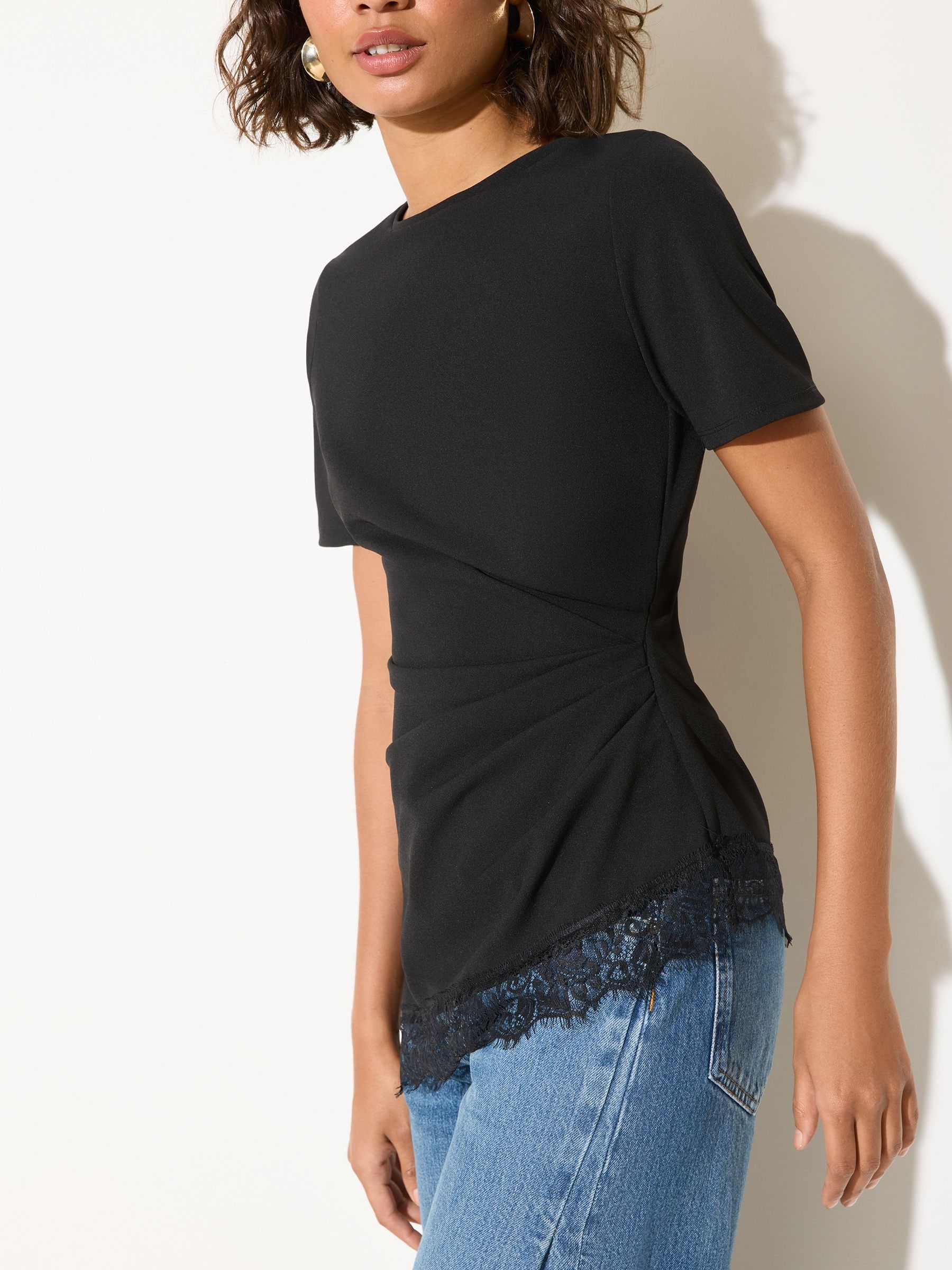 Buy Friends Like These Black Lace Draped Asymmetric Top from Next USA