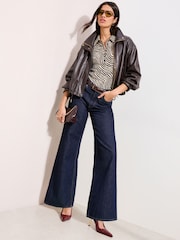 Friends Like These Mono Zebra Crinkle Henley Top - Image 3 of 4