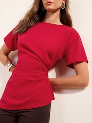 Roșu - Friends Like These Hem Asymmetric Top - Imaginea 4 din 4