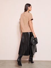 Friends Like These Faux Suede Button Detail Short Sleeve Tunic - Image 2 of 4