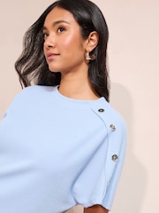 Friends Like These Blue Button Detail Short Sleeve Top - Image 4 of 4