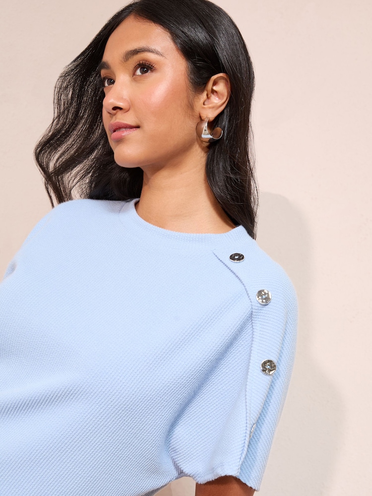 Friends Like These Blue Button Detail Short Sleeve Top - Image 4 of 4 Friends Like These Blue Button Detail Short Sleeve Top - Image 4 of 4