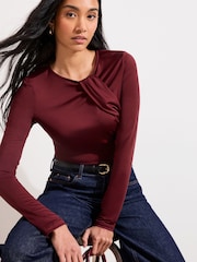 Friends Like These Berry Red Drape Detail Top - Image 1 of 4