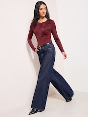 Friends Like These Berry Red Drape Detail Top - Image 2 of 4