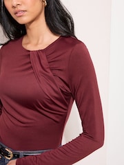 Friends Like These Berry Red Drape Detail Top - Image 4 of 4