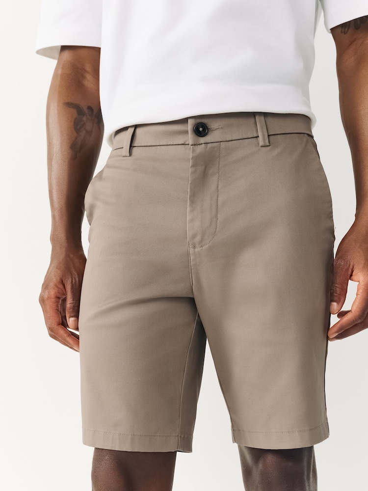 Brown Slim Fit Stretch Chino Shorts - Image 1 of 7