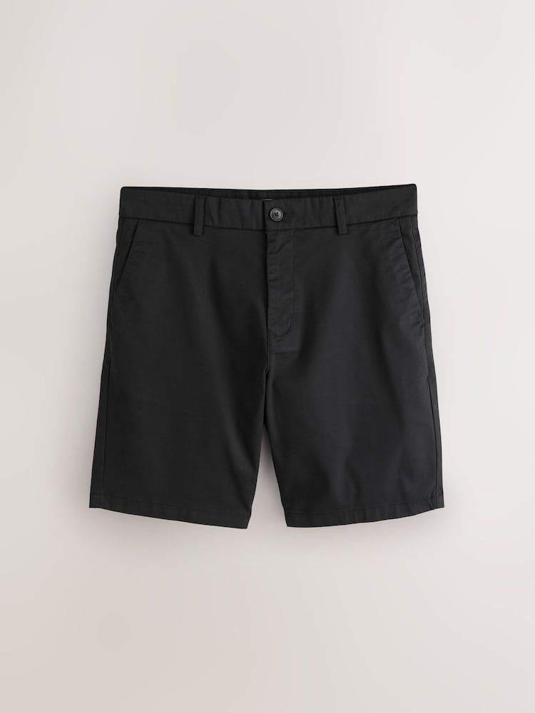 Черный - Прямой крой - Стретчевые шорты чинос - Изображение 1 3