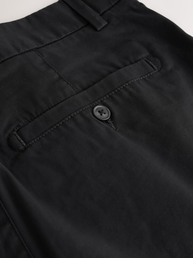 Черный - Прямой крой - Стретчевые шорты чинос - Изображение 3 3