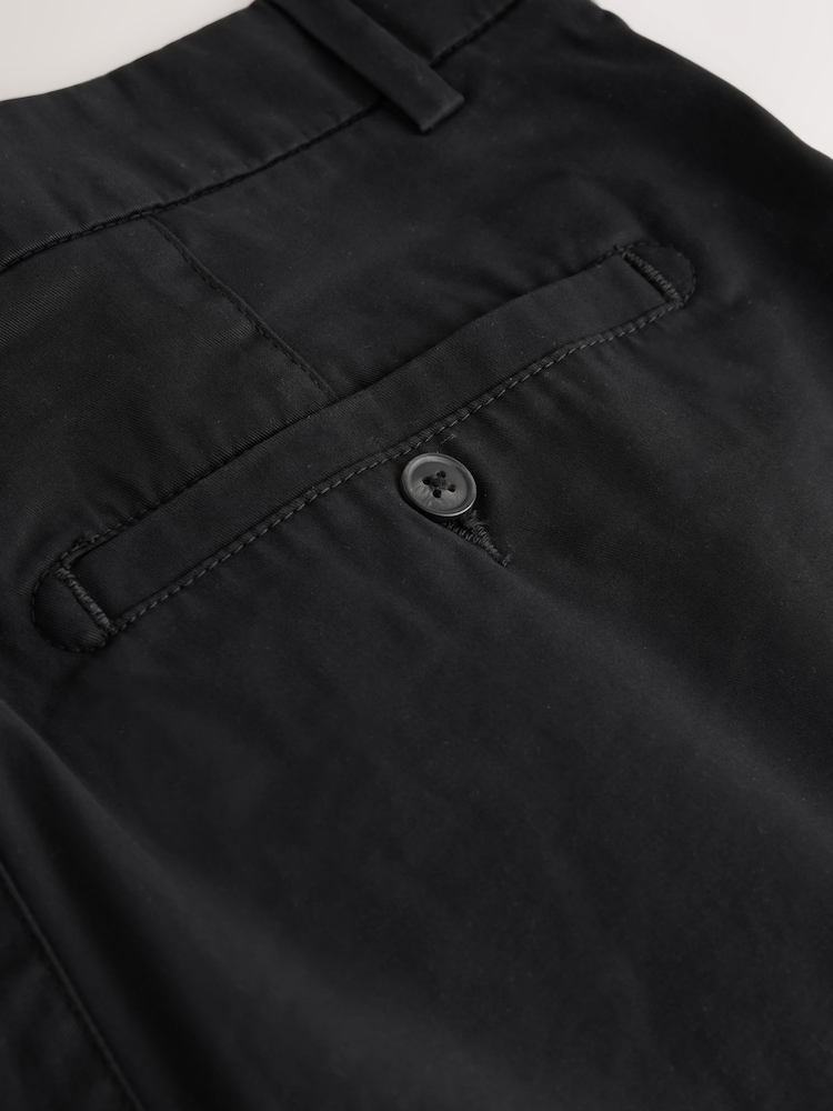 Черный - Прямой крой - Стретчевые шорты чинос - Изображение 8 8