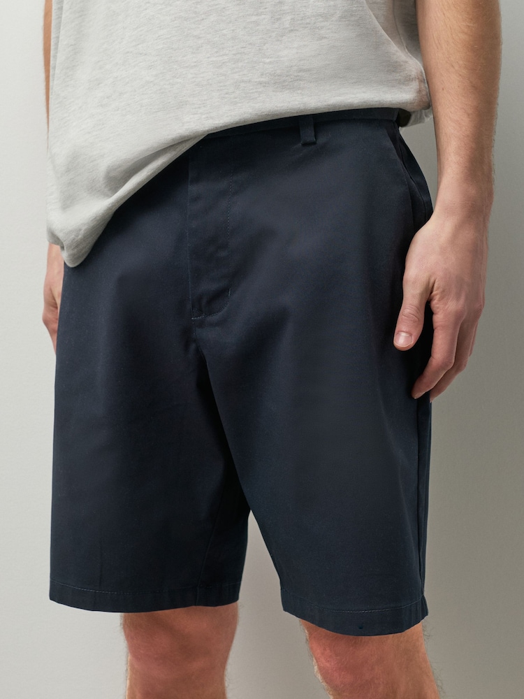 Navy Straight Fit Stretch Chino Shorts - Image 1 of 10