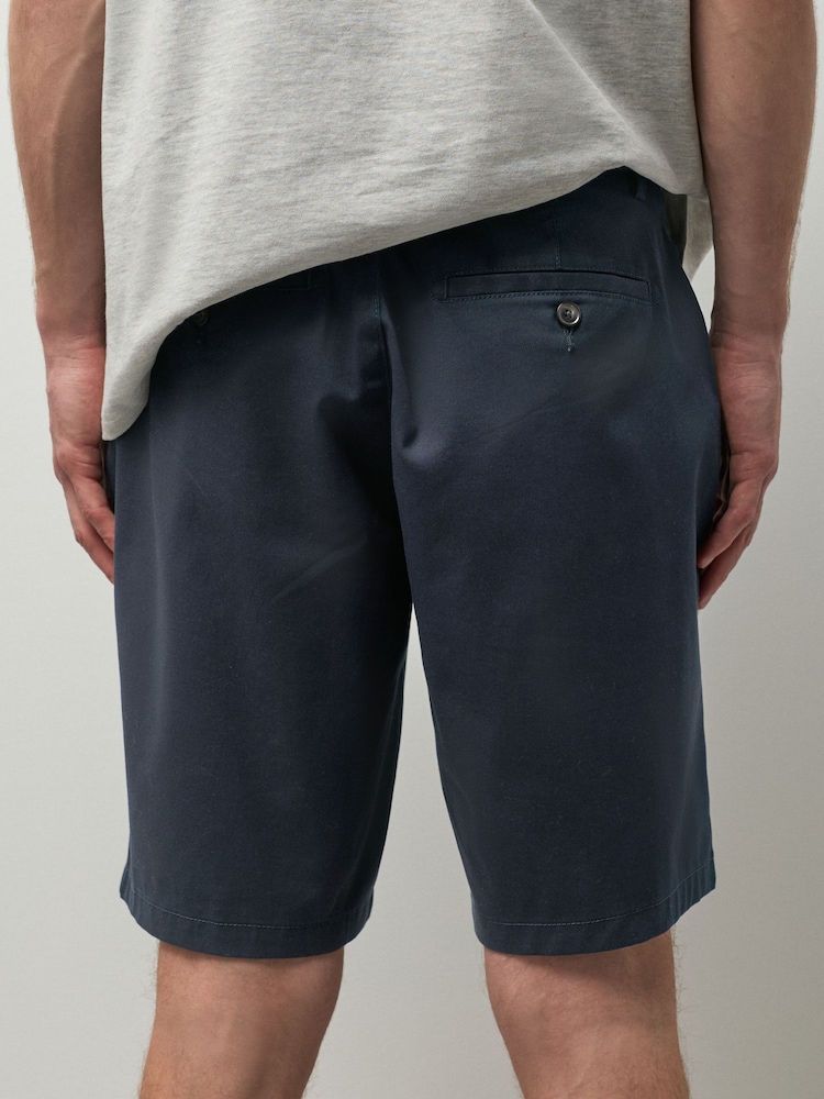 Navy Straight Fit Stretch Chino Shorts - Image 2 of 10