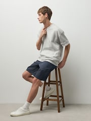 Navy Straight Fit Stretch Chino Shorts - Image 3 of 10