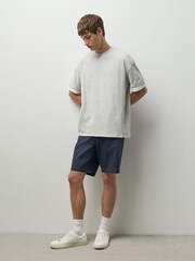 Navy Straight Fit Stretch Chino Shorts - Image 4 of 10