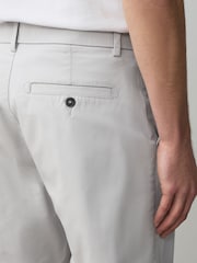Light Grey Straight Fit Stretch Chino Shorts - Image 5 of 9