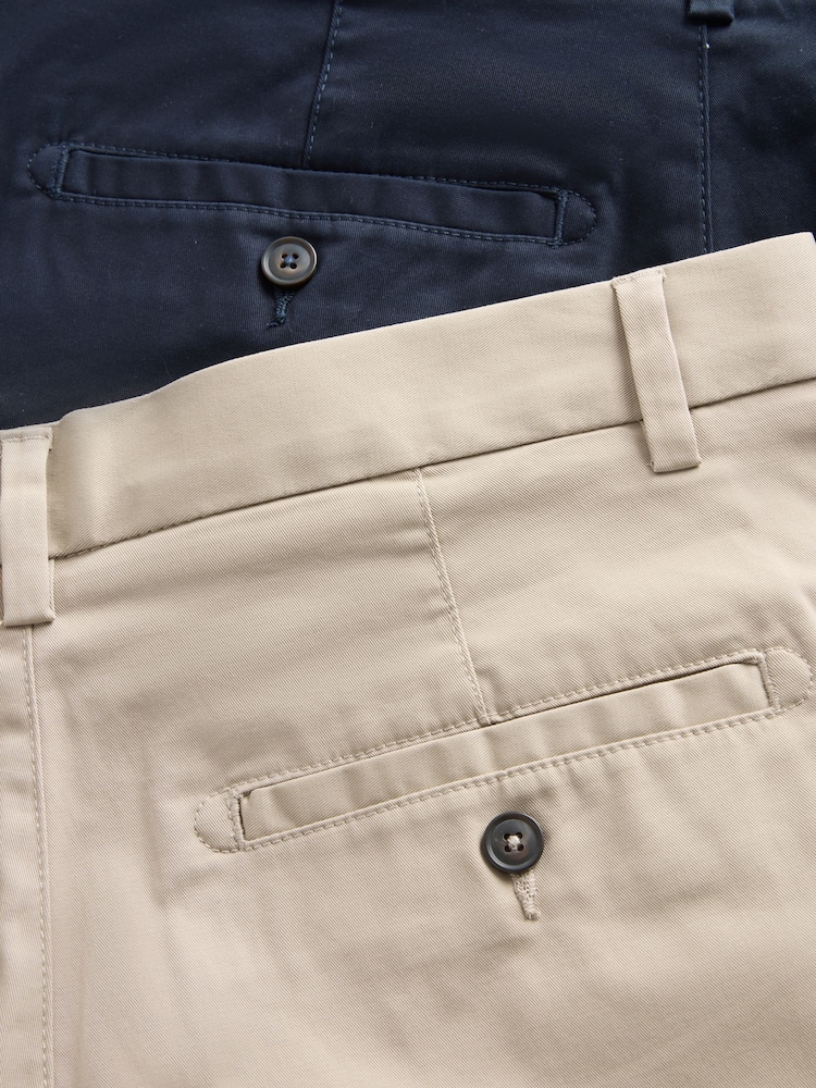Navy/Stone Slim Fit Stretch Chino Shorts 2 Pack - Image 11 of 11