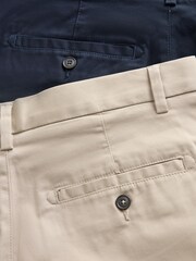 Navy/Stone Slim Fit Stretch Chino Shorts 2 Pack - Image 5 of 5