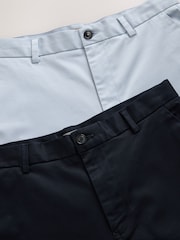 Navy/Light Blue Straight Fit Stretch Chino Shorts 2 Pack - Image 10 of 11