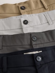 海军蓝/石色/浅灰色/炭灰色 - 直筒版型 - 有弹性斜纹短裤4件装 - 图片11 / 12