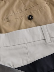 海军蓝/石色/浅灰色/炭灰色 - 直筒版型 - 有弹性斜纹短裤4件装 - 图片12 / 12