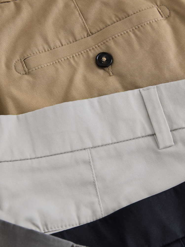 海军蓝/石色/浅灰色/炭灰色 - 直筒版型 - 有弹性斜纹短裤4件装 - 图片12 / 12