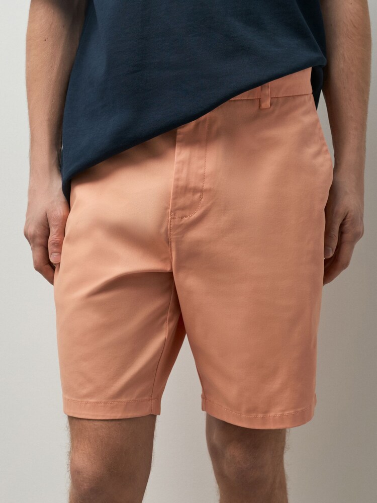 Peach Slim Fit Stretch Chino Shorts - Image 1 of 6