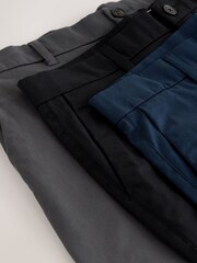 Black/Ink Blue/Charcoal Slim Fit Stretch Chino Shorts 3 Pack - Image 7 of 14