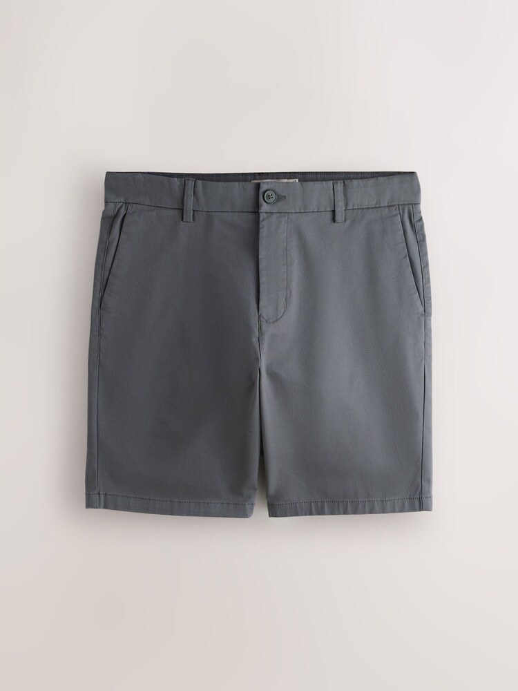 Charcoal Grey Slim Fit Stretch Chino Shorts - Image 1 of 5