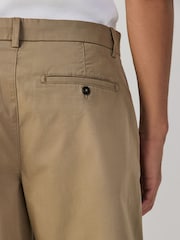 Light Brown Relaxed Fit Stretch Chino Shorts - Image 4 of 10