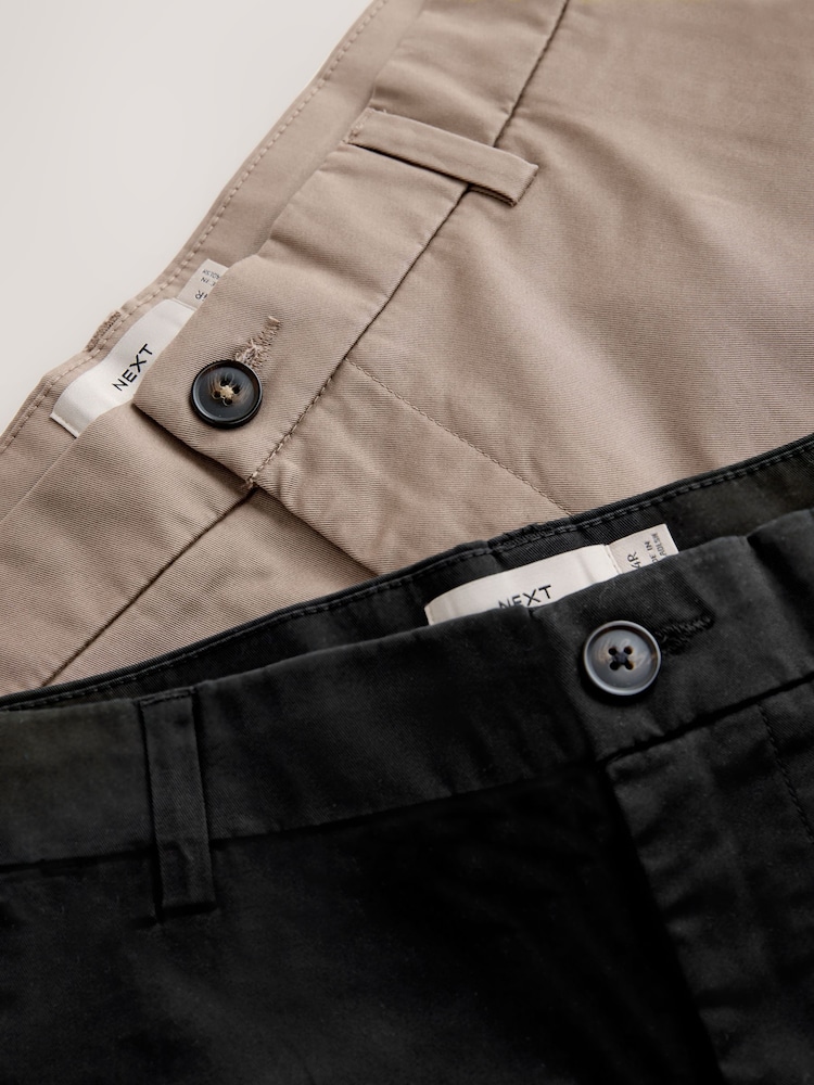 Black/Brown Slim Fit Stretch Chino Shorts 2 Pack - Image 7 of 7