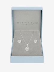 Simply Silver 925 Sterling Silver Polished Tree of Love Set - Gift Boxed - Image 1 of 4
