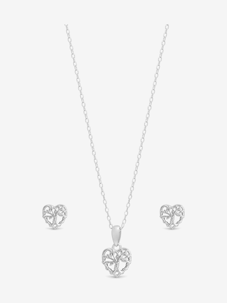 Simply Silver 925 Sterling Silver Polished Tree of Love Set - Gift Boxed - Image 2 of 4