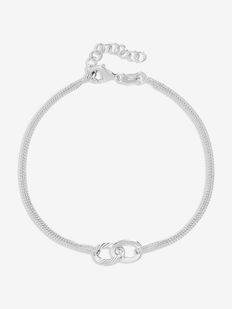 Simply Silver 925 Sterling Silver Diamond Cut Interlink Bracelet - Image 1 of 3 Simply Silver 925 Sterling Silver Diamond Cut Interlink Bracelet - Image 1 of 3