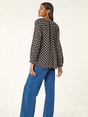 Roman Black Geometric Print Raglan Tunic Top - Image 3 of 5